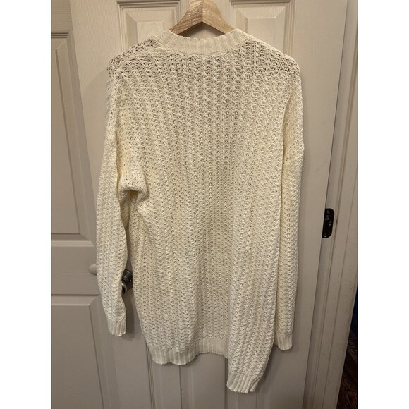 American Eagle Medium Chunky Knit Open front Cardigan Sweater Cream NWT Flawed - Picture 5 of 9
